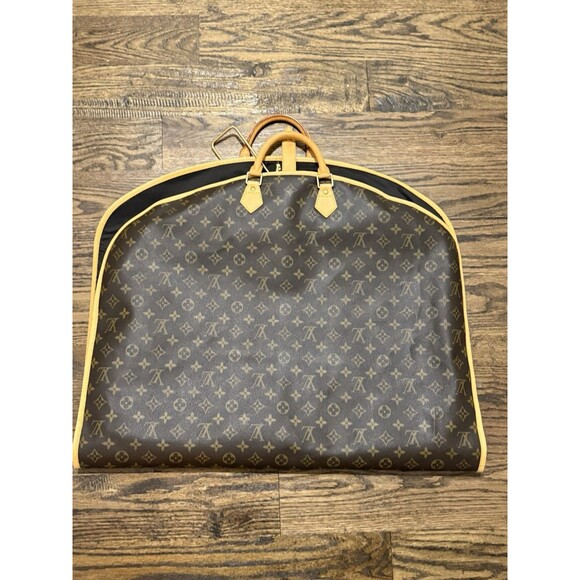 Vintage Louis Vuitton Housse Porte-Habits 2 Pli Garment Bag + 3 Brass Hangers - Picture 4 of 16